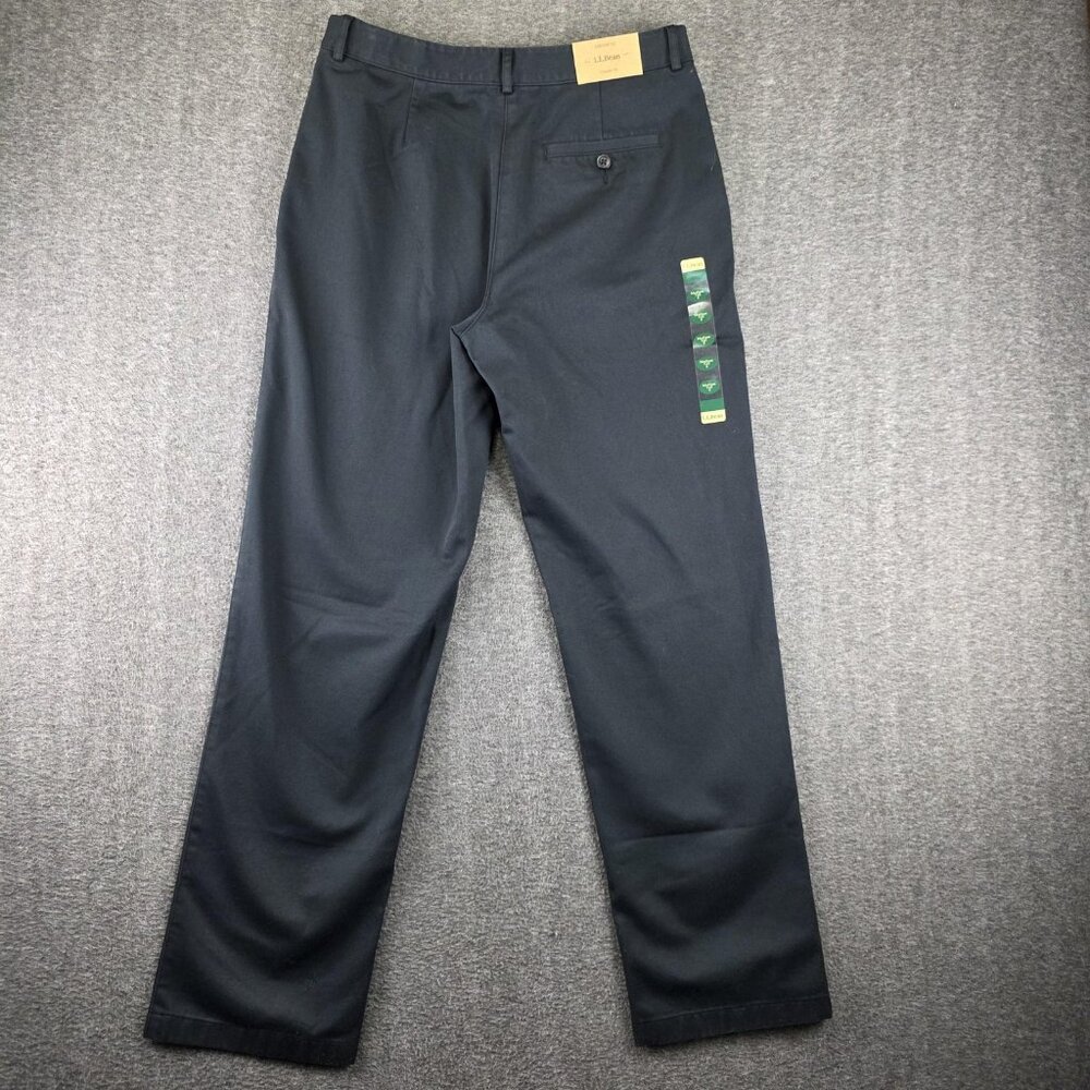 LL Bean Pants Womens 8 Tall Black Classic Fit Wrinkle Free Chino Cotton Twill